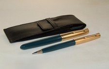 VINTAGE PARKER 51 CUSTOM FOUNTAIN PEN & REPEATER PENCIL SET- NEAR MINT & POUCHED