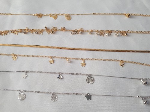 Gold silver plated anklet - silver,