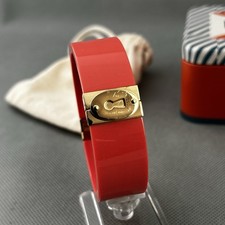 Fossil Coral Pink Resin Gold Padlock Bracelet Bangle JF00397710M Pouch Tin VGC