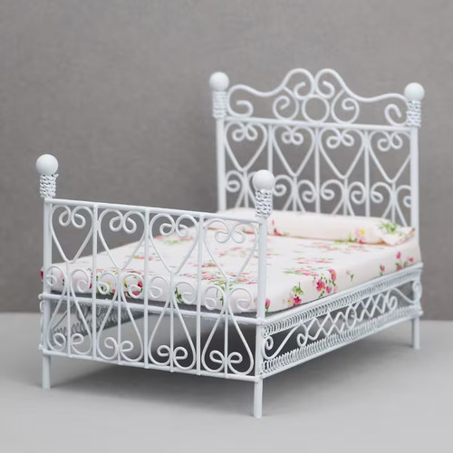 Dolls house bed - bed, white