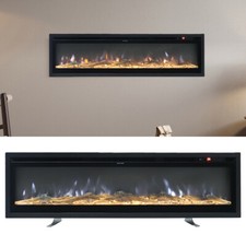 LED Fireplace Media Wall Fire Wall Mounted / Standing Electric Heater 40-100in