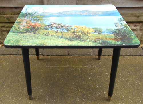 Vintage mcm 1960s lake scene - mcm,