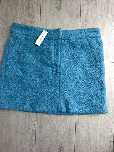 Topshop blue bouclé high rise - blue,