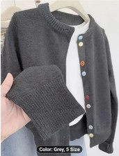 Womens Charcoal Grey Cardigan Size 10 Autumn Winter Casual Snart Design 39.4" 