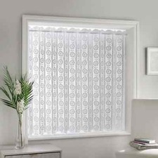Milan Vertical White Floral Lace Net Cotton Look  Folding Window Blind Panel