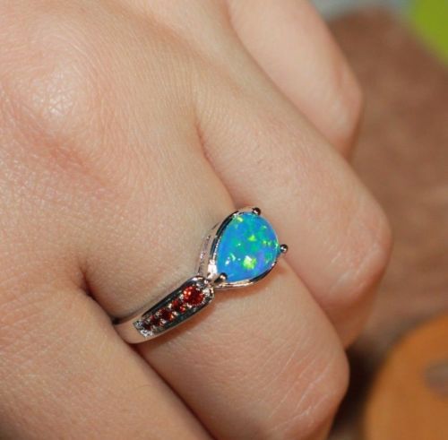 Blue fire opal ring - opal,