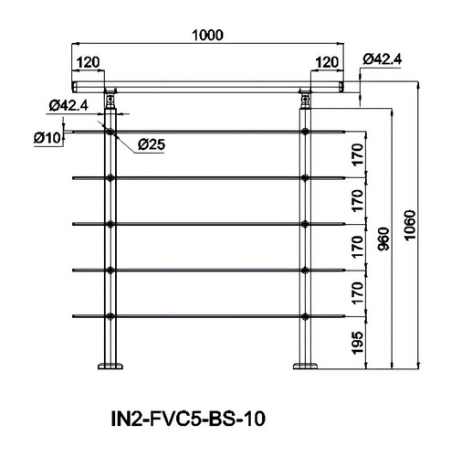 Stainless steel handrail - stainless, for