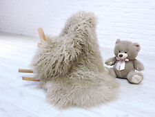 REAL ICELANDIC SHEEPSKIN RUG TAUPE MONGOLIAN STYLE CURLY RUG CHAIR COVER 826