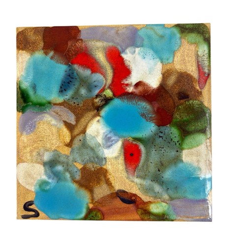 Vtg signed glazed trivet - vtg, tile