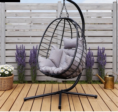 Metal frame grey hanging egg - frame,