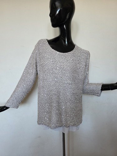 Zara knit silver sequin beige - knit,