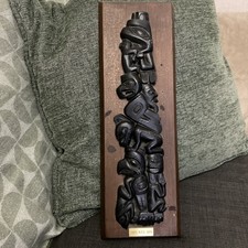 Vintage BOMA carved wood style Totem Wall Plaque Canada First Nations Inuit