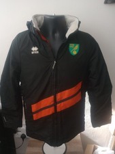 Errea Norwich City Jacket Mens Size 38 Black Full Zip Hooded Hydrostop