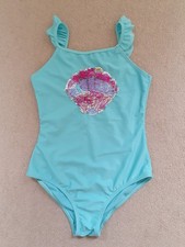 Girls Matalan Blue Shell Swimsuit Age 10-11 Years Worn Good Condition