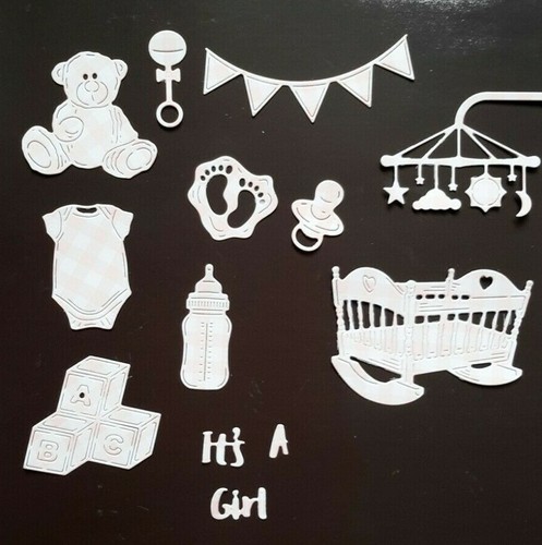 Baby die cuts pink gingham - die,