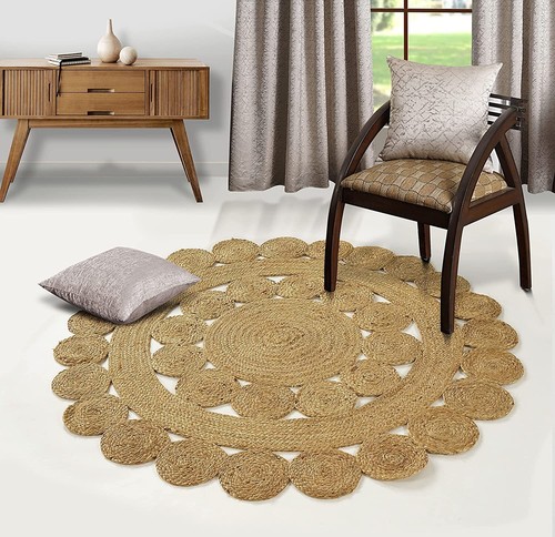 Rug round natural - natural, braided