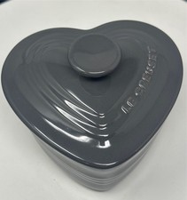 Le Creuset Dark Grey Love Heart Ramekin Dish / Nibbles & Lid - Stoneware