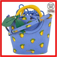 Cath Kidston Mini Bucket Bag Grab Handle Cross Body Strap Little Lemon Blue CP37