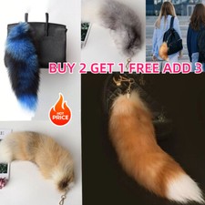 40cm Fluffy Faux Fox Fur Tail Keychain Tassel Bag Keyring Hanging Pendant Gifts~