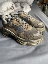 Balenciaga Grey Triple S Size 8 Uk Mens Distressed Trainers/sneakers Authentic