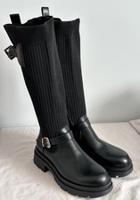 Cink Me Women's Faux Leather Sock Boots - Black - Size 3 (36) - NWOB