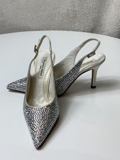 Benjamin Adam’s Crystal/diamanté bling Sling Backs.uk 4.stiletto heel(7.5cm)vgc 