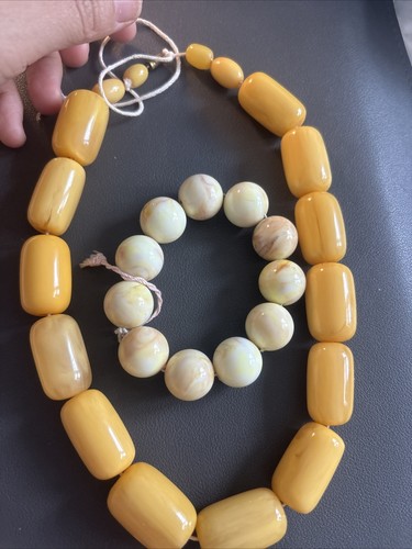 Faux amber necklace - amber,