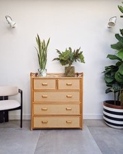 Mid Century Bamboo & Rattan Chest of Drawers