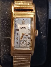 Gruen Precision Curvex 14K Gold Filled Vintage Mens Watch Runs Great Manual Wind