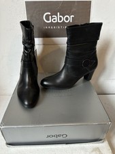 Gabor Comfort Black Leather Boots Size UK 6 EU 39 Wide Fit New Boxed