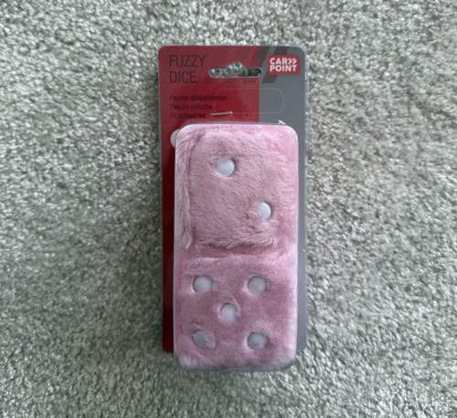 Fuzzy pink car dice - pink,