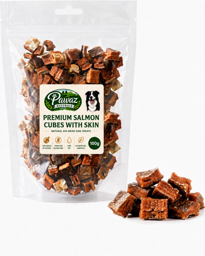Salmon skin cubes - cubes, dog