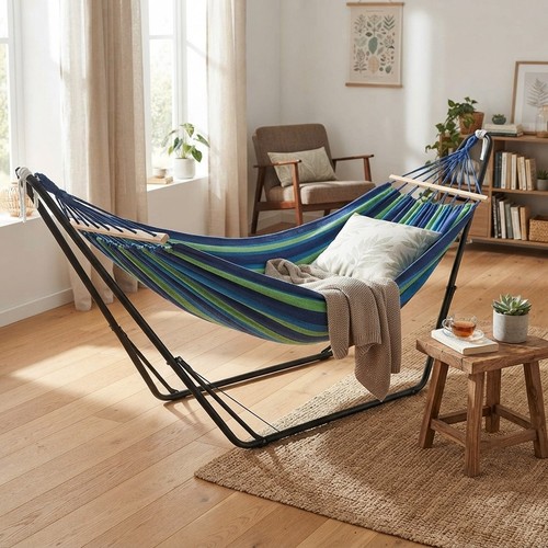 Portable double cotton hammock - portable,