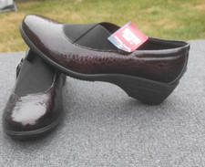 Pavers Women's Mid-Block Heel Burgundy Snakeskin Leather Shoes Size UK 5 / EU 38