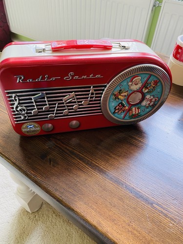 Radio santa empty biscuit tin - radio,