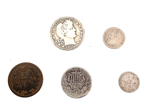 Five rare old coins - old,