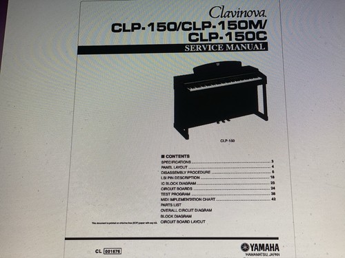 Yamaha clp 150 service manual - service,