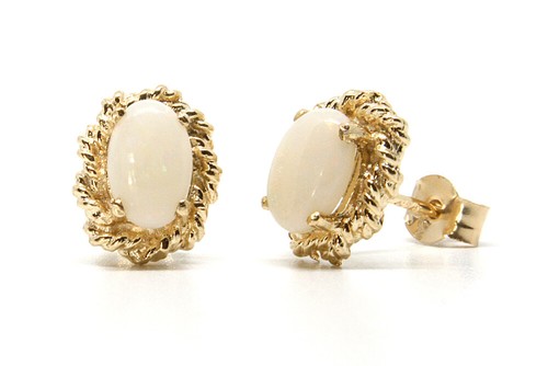 9ct gold opal - gold, earrings
