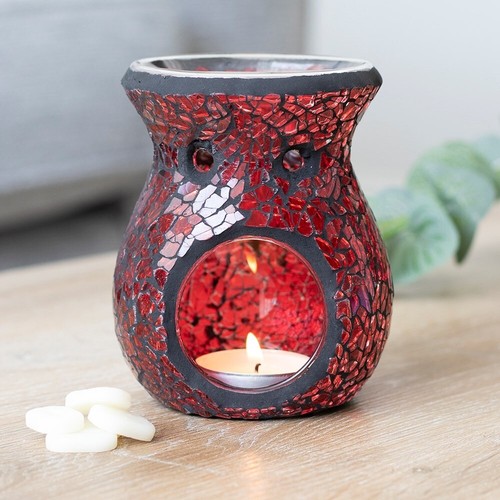 Large red crackle glass oil - glass,