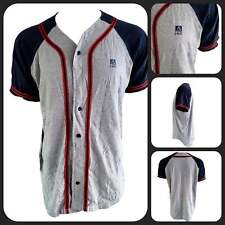 IHC Logo Badger Sportwear Baseball Jersey Gray Navy Button-Up XL Made in USA