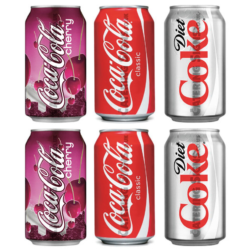Set coca cola drink can - of,