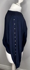 New with Tags! Women’s Ladies navy blue long sleeve pearl top Zara medium UK 10