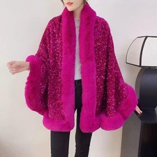 Fuchsia Elegant Sequin Cape