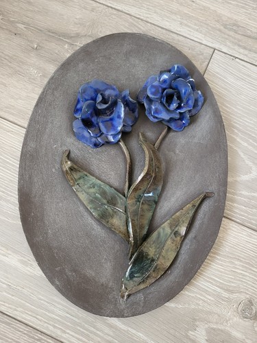 Vintage ceramic floral wall - ceramic,