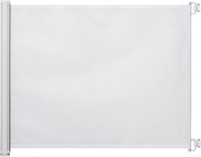 PawHut Retractable Pet Safety Gate, Folding Stair Barrier, Guard Door - White,Re