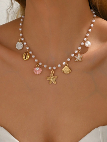 Gold starfish shell faux - gold, &
