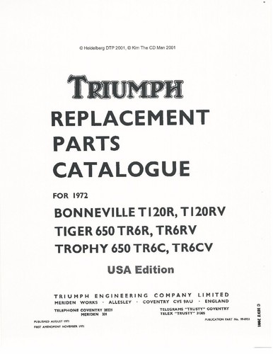 Triumph parts manual book - triumph, 1972