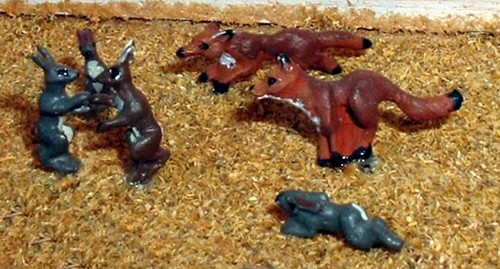 Foxes boxing hares rabbits - foxes,