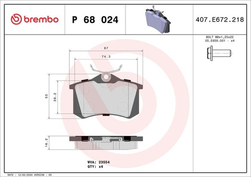 Brembo p68024 brake - brembo, pad