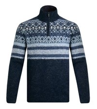 Ex Weird Fish Yarmouth Eco 1/4 Zip Fair Isle Jumper Fleece Pullover Sweatshirt